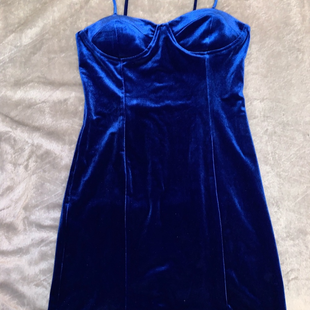 Mini Blue Suede Dress